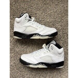 Nike Air Jordan 5 Retro White Black Size 6.5 Youth (Size 8 Women's)